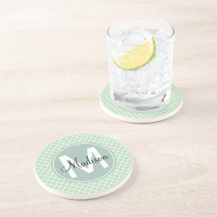 Mint Quatrefoil Coaster