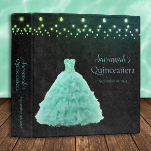 Mint Quinceanera Dress String Light Photo Album Binder