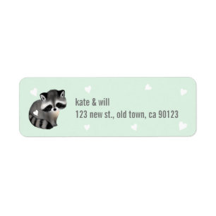 Mint Raccoon Heart Return Adresse Étiquettes
