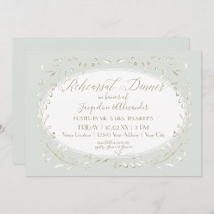 Mint Rehearsal Dinner Modern Simple Wreath Branch Invitation