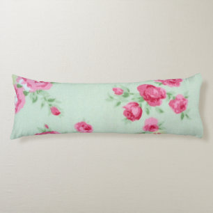 Mint Rose Shabby Chic Body Pillow 20" x 54"