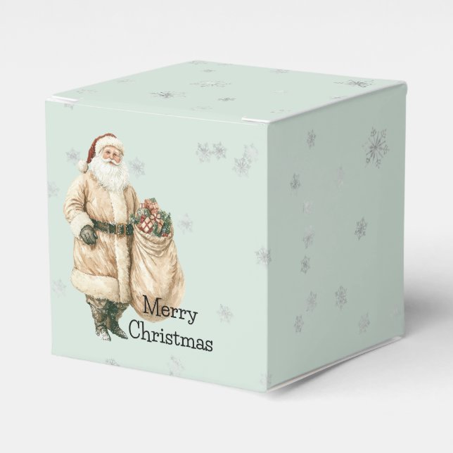 Mint Rustic Santa Christmas Favor Box (Front Side)
