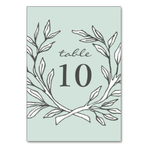 Mint Rustic Wreath Wedding Reception Table Number
