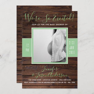 Mint rustique Baby shower PHOTO Invitation