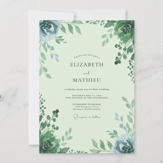 Mint Sage Foliage Eucalyptus Wedding Invitation (Front)
