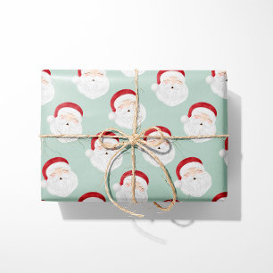 Mint Santa Claus Face Christmas Wrapping Paper 