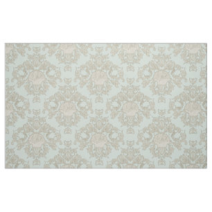 Mint Scallop Shell Leaf Scroll Damask Ocean Beach Fabric