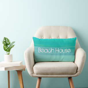 Mint sea Green water beach house Lumbar Pillow