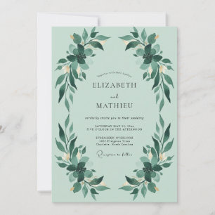 Mint Seafoam Foliage Eucalyptus Wedding Invitation