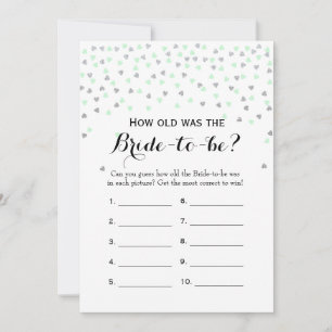 Mint Silver 2x Bridal Shower Game How Old   Advice Card