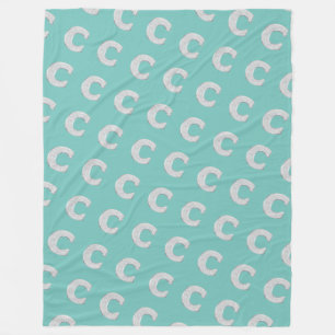 Mint Silver Letter C Fleece Blanket