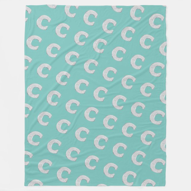 Mint Silver Letter C Fleece Blanket (Front)