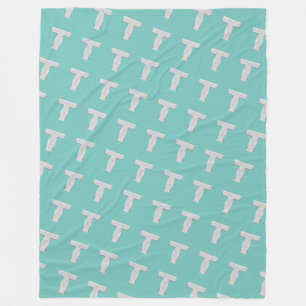 Mint Silver Letter T Fleece Blanket