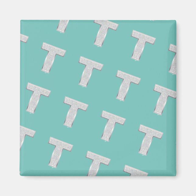 Mint Silver Letter T Magnet (Front)