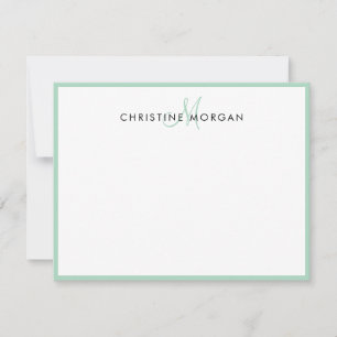 Mint simple chic minimalist monogram name card