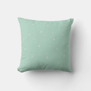 Mint Snowflake Pattern Throw Pillow