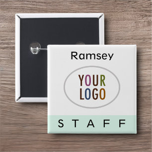 Mint Staff Pinback Name Tag Business Logo Square 2 Inch Square Button