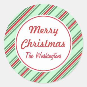 Mint Stripe Christmas Stickers
