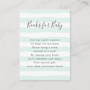 Mint Stripes Books for Baby, baby shower Enclosure Card