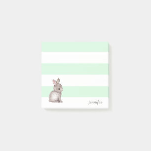 Mint Stripes Bunny Post-it® Notes