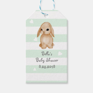Mint stripes cute bunny gift tag