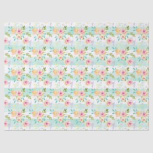 Mint Stripes Floral Chic Tissue Paper