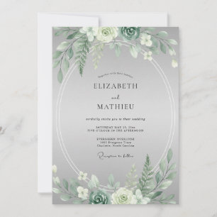 Mint Succulent Foliage Eucalyptus Wedding Invitation