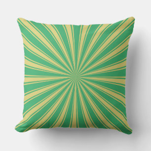 Mint Sun Funky Rays Retro Stripes Throw Pillow