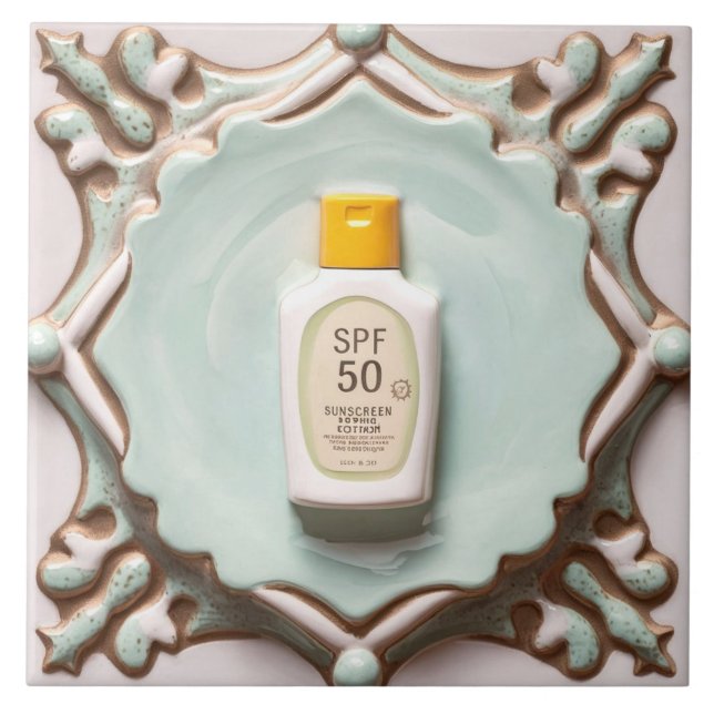Mint Sunscreen Sun Screen Lotion Funny Bathroom Tile (Front)