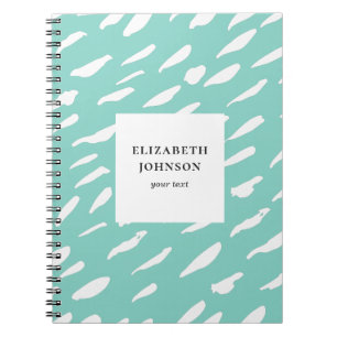 Mint teal brush strokes pattern. Modern abstract Notebook