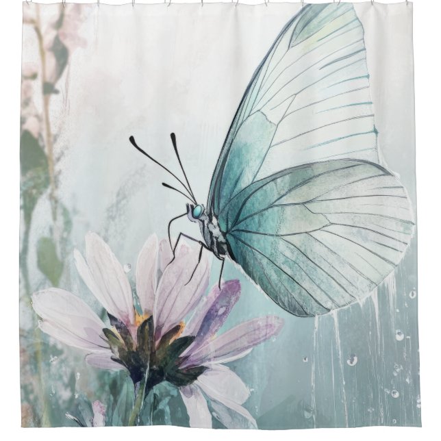 Mint Teal Butterfly Soft Pastel Floral (Front)