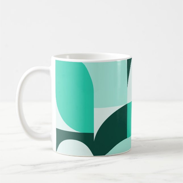 Mint Teal Geometric Composition Coffee Mug (Left)