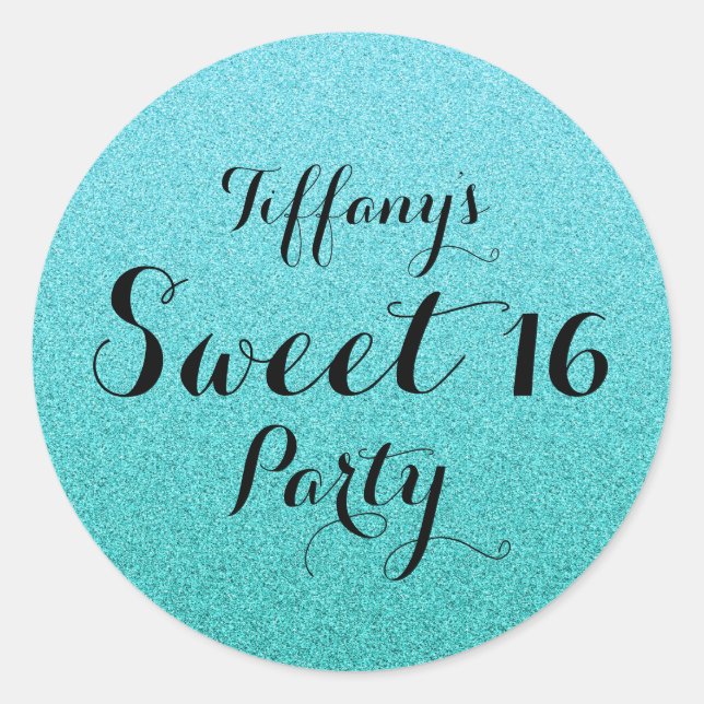 Mint Teal Glitter Faux Ombre Sweet 16 Sticker (Front)