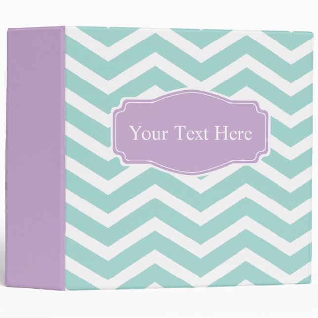 Mint Teal Purple Chevron Custom Binder (Front/Spine)