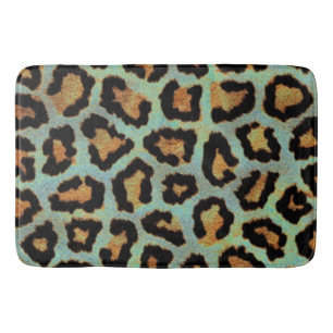 Mint Tease me teal Leopard print Bath Mat