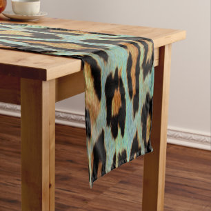 Mint Tease me teal  Leopard table runner