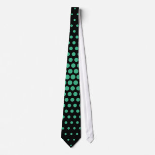 Mint Techno Dots Modern Black Tie