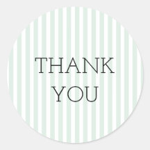 Mint Ticking Stripe Thank You Stickers