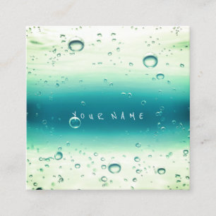 Mint Tiffany White Abstract Water Ocean Balls Square Business Card