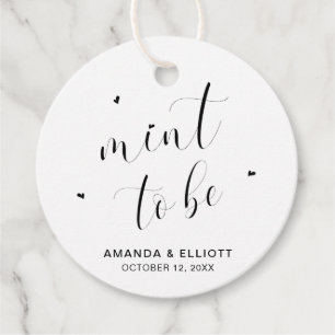 Mint To Be Black and White Typography Wedding Favour Tags