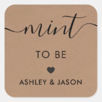 Mint to Be Gift Tag, Wedding Mints Sticker, Kraft