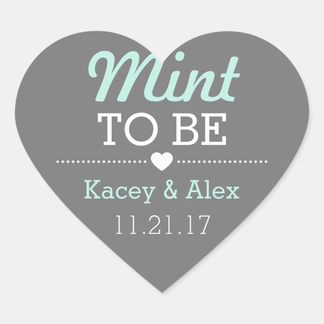 Mint To Be Heart Stickers Mariage Faveurs (Devant)