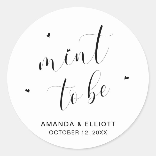 Mint To Be Hearts Elegant Mints Wedding Favour Classic Round Sticker (Front)