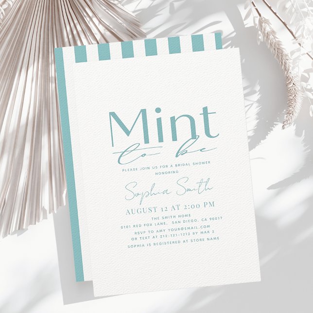 Mint To Be Minimal Typography White Bridal Shower Invitation (Creator Uploaded)