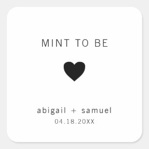 Mint To Be Modern Black and White Wedding Favour Square Sticker