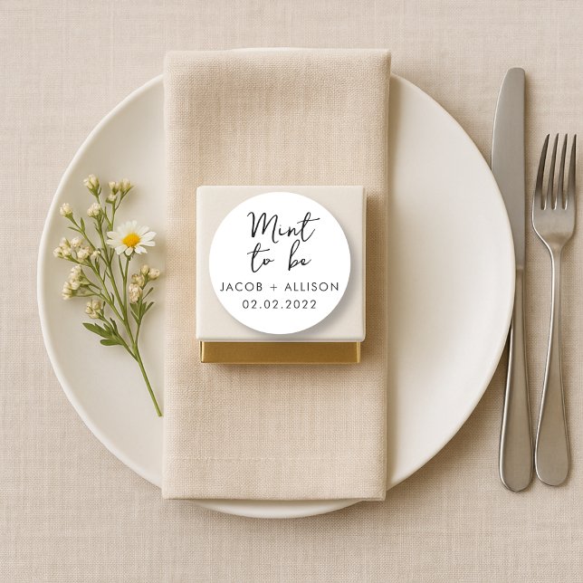 Mint to be modern elegant wedding favour classic round sticker (Creator Uploaded)
