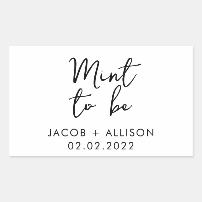 Mint to be modern elegant wedding favour sticker (Front)