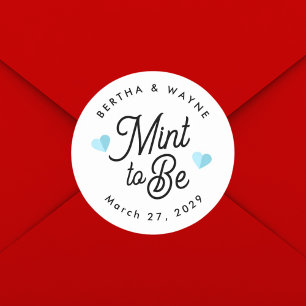 Mint to Be Modern Personalized Favour Classic Round Sticker