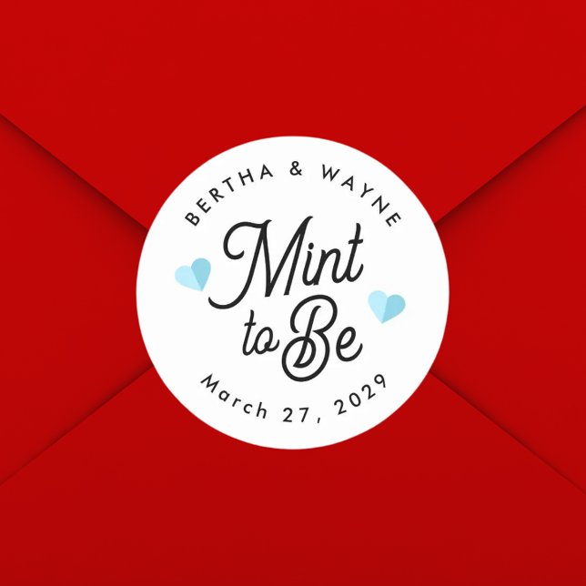 Mint to Be Modern Personalized Favour Classic Round Sticker (Creator Uploaded)