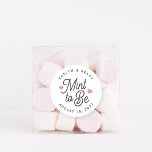 Mint to Be Personalized Wedding Favour Classic Round Sticker<br><div class="desc">Minty fresh wedding favour stickers feature "mint to be" in soft black script lettering accented with dusty rose pink hearts. Personalize with your names and wedding date.</div>